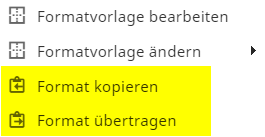 Copy und transfer format