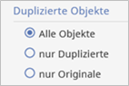 Erweiterte Suche: Duplizierte Objekte