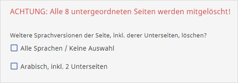 Nachfrage beim Löschen einer Seite nach Unterseiten