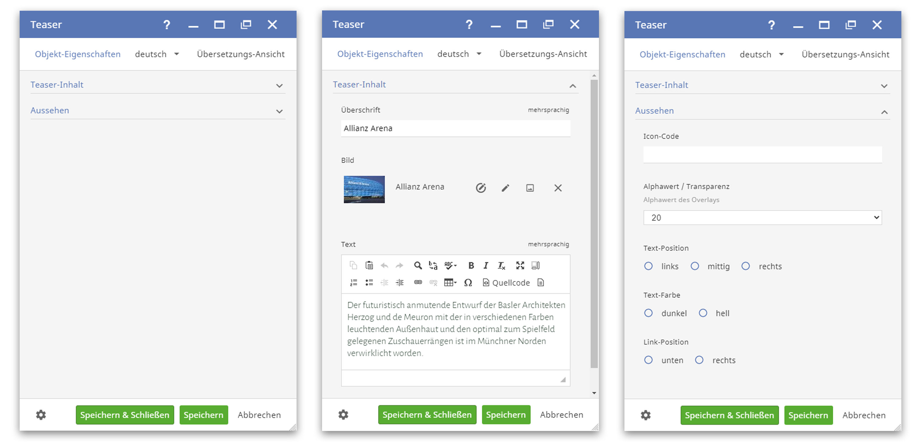 CONTENS Web Content Management System strukturierte Inhalte